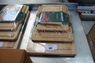 Lot 267 - Bamboo 3-piece chopping board set plus 1 large...
