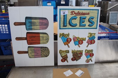 Lot 279 - 2x ice cream signs