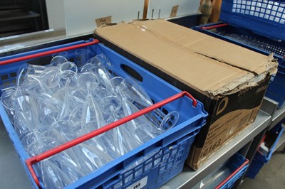 Lot 283 - Box of poly champagne flutes and a box of...