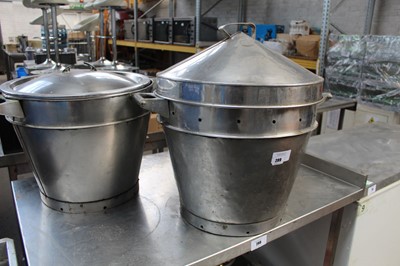 Lot 289 - 3x large specialist cooking pots with lids