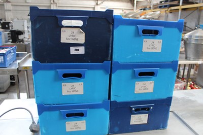 Lot 296 - 6 stacking crates of 24x 6oz wine glasses