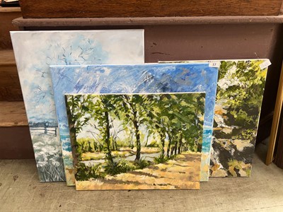 Lot 37 - Five oil on canvas landscape artworks