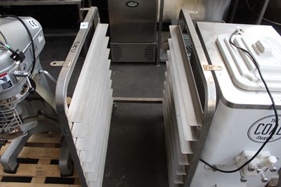 Lot 417 - Mobile stand with tray racks on castors