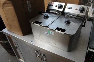 Lot 445 - 45cm electric twin tank bench top fryer