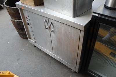 Lot 446 - 100cm electric Inox 2 door hot cabinet on castors