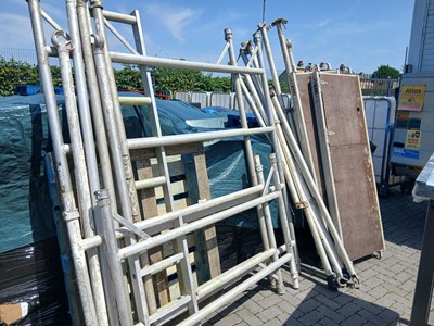 Lot 2528 - Aluminium 10m. scaffold tower with platform