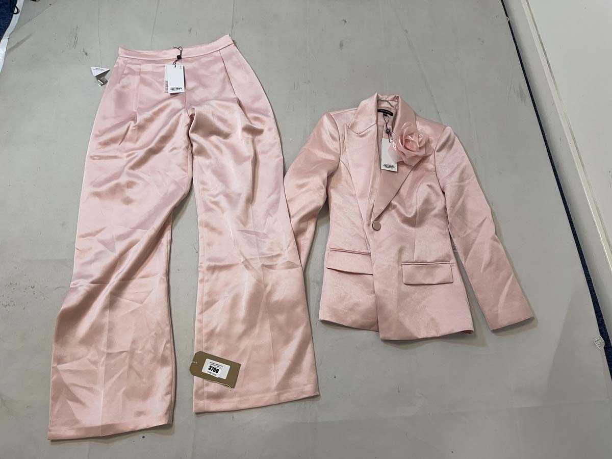 Lot 3700 - Nadine Merabi baby pink satin look tailored...