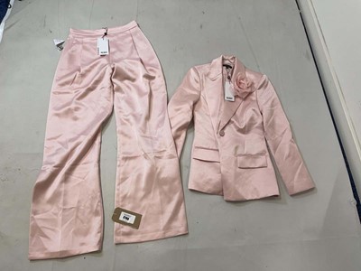 Lot 3700 - Nadine Merabi baby pink satin look tailored...