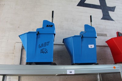 Lot 485 - 2x blue and 2x red commercial mop wringer buckets