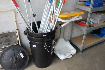 Lot 486 - Stack of 3x black waste bins with a large...