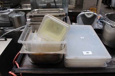 Lot 501 - Various gastronome stainless and plastic sized...