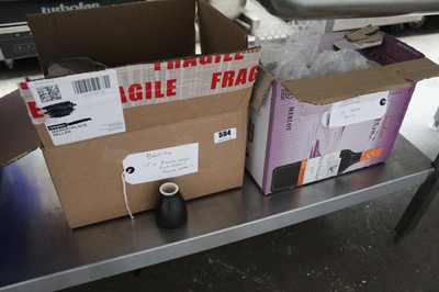 Lot 594 - 15 black small bud vases with approx. 30 black...
