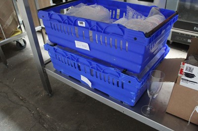 Lot 595 - Stacking crate containing 24 prosecco glasses...