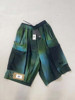 Lot 3717 - Adidas Y-3 AOP mesh shorts in green size small...