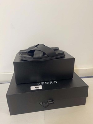 Lot 3729 - Pedro EU42 cross sandals in black - boxed plus...