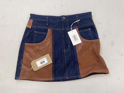 Lot 3676 - Frame atelier denim leather skirt size 29...