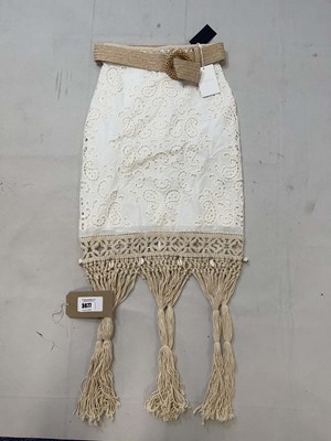 Lot 3677 - Zimmermann ivory vitalli fringe skirt size 00...