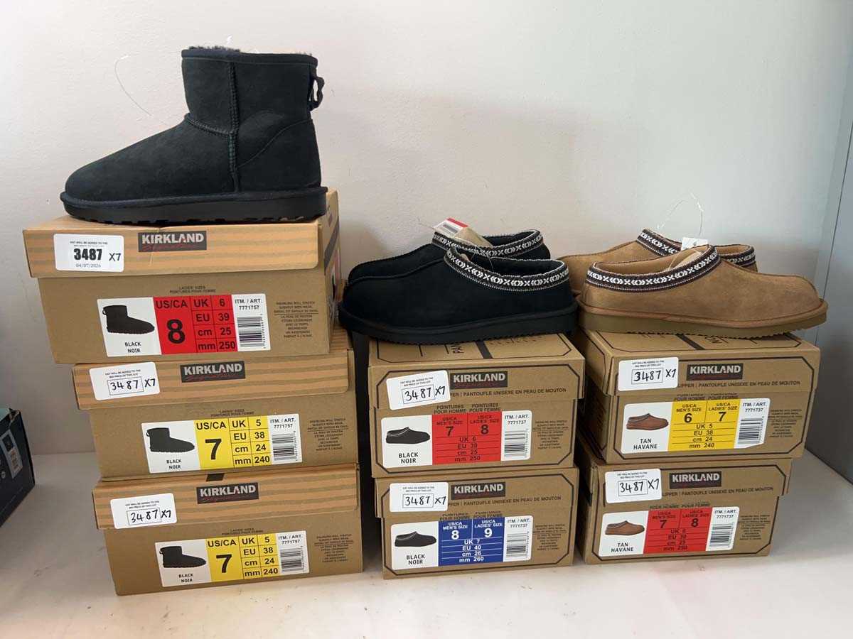 Lot 3487 - 7x Kirkland shearling slippers various styles