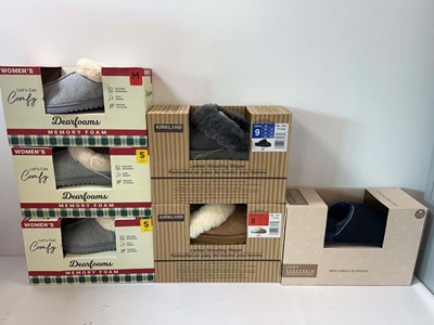 Lot 3488 - 6x adults shearling slippers Kirkland,...