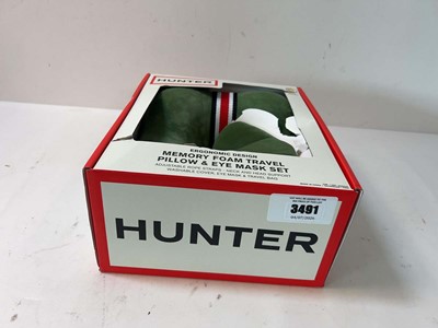 Lot 3491 - Hunter Memory foam travel pillow & eye mask set