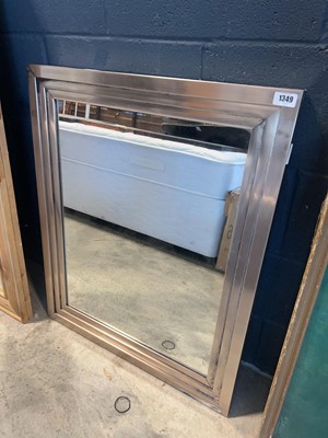 Lot 1349 - Rectangular wall mirror in a brushed chrome frame
