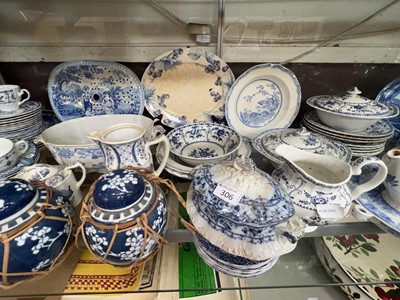 Lot 309 - A large quantity of blue and white ceramic...
