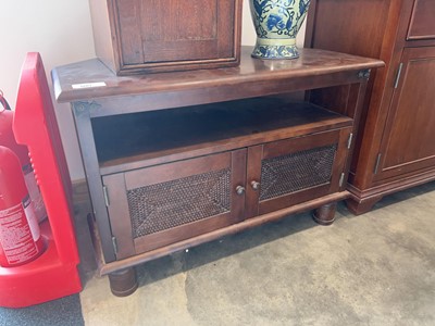 Lot 1001 - Modern hardwood finish entertainment unit with...