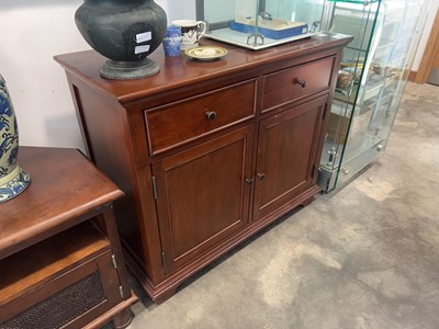 Lot 1002 - Modern hardwood finish cupboard with 2 upper...