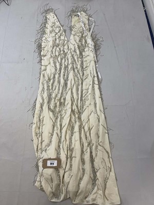Lot 3814 - Arrange cream silver beaded dress size 18