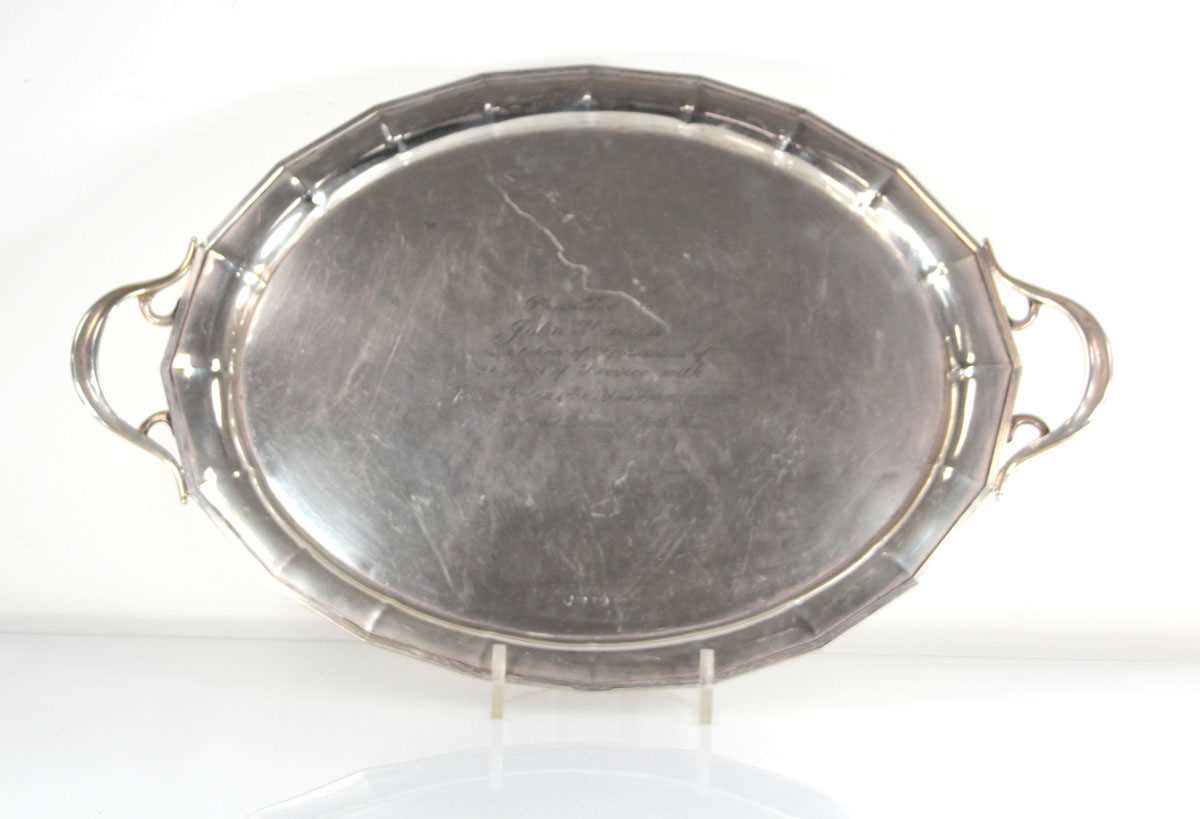 Lot 303 - A George VI silver two-handled tray with...