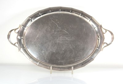 Lot 303 - A George VI silver two-handled tray with...