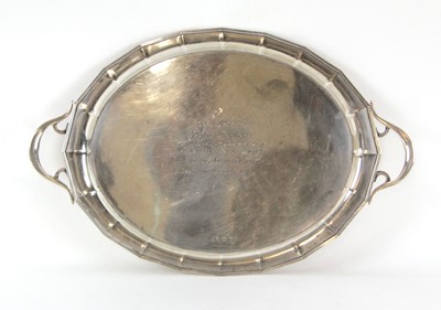 Lot 303 - A George VI silver two-handled tray with...