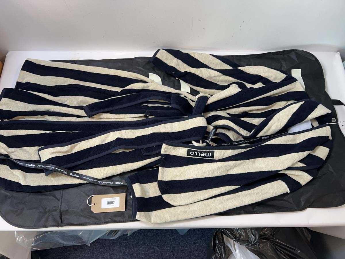 Lot 3857 - Mello striped dressing gown & hair wrap in...