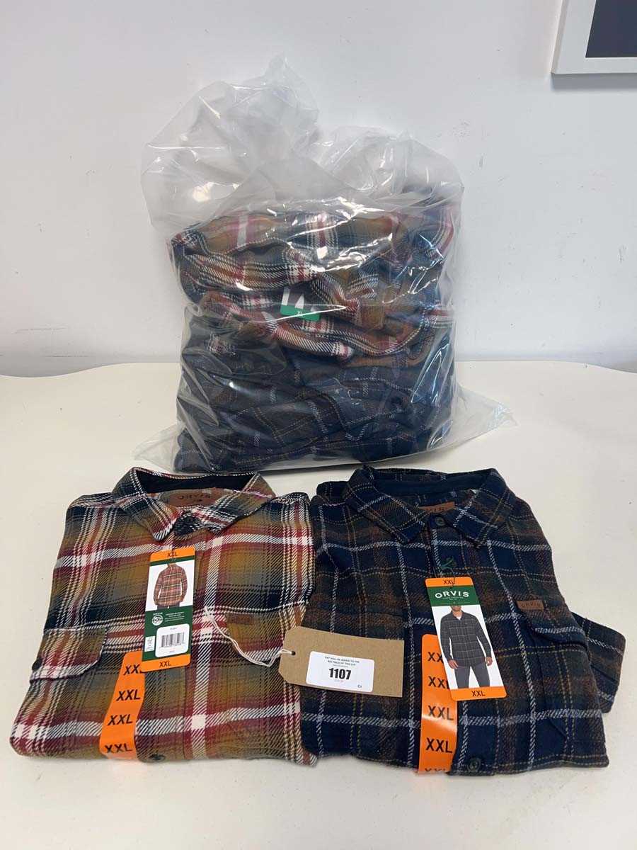Lot 1107 - Approx. 10 men's flannel shirt jacket by Orvis.