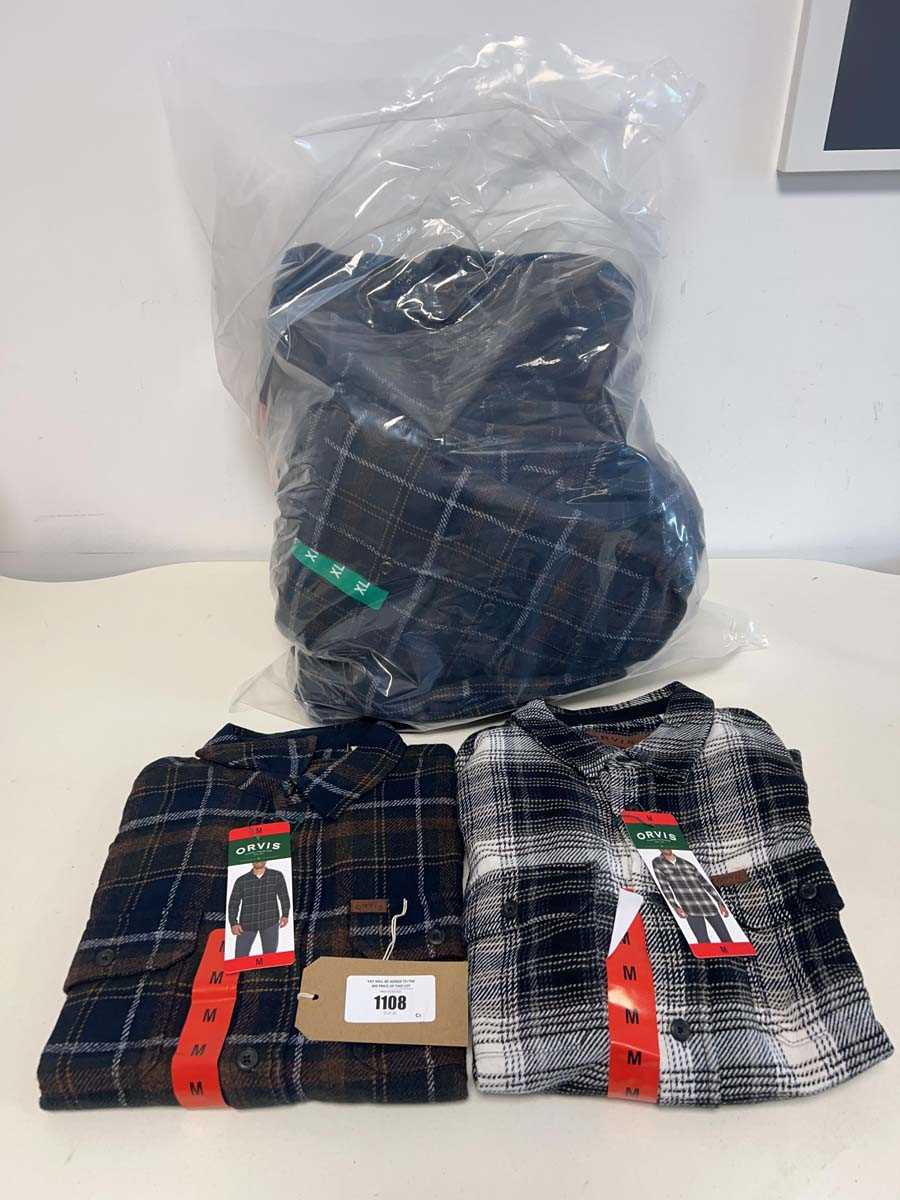 Lot 1108 - Approx. 10 men's flannel shirt jacket by Orvis.