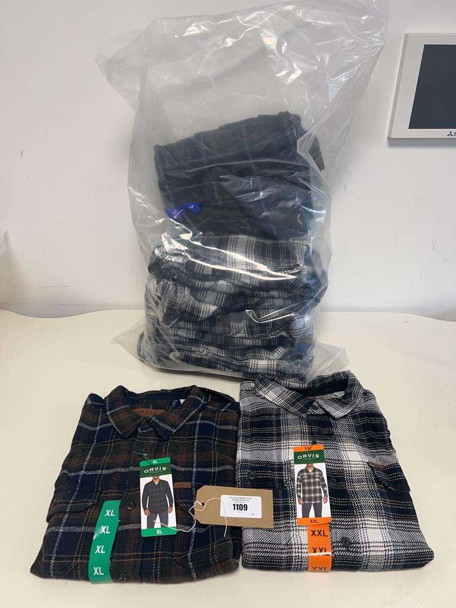 Lot 1109 - Approx. 10 men's flannel shirt jacket by Orvis.