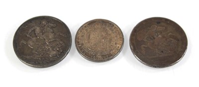 Lot 302 - A Victorian crown dated 1891, a further crown...
