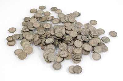 Lot 305 - A collection of part silver sixpence coins...