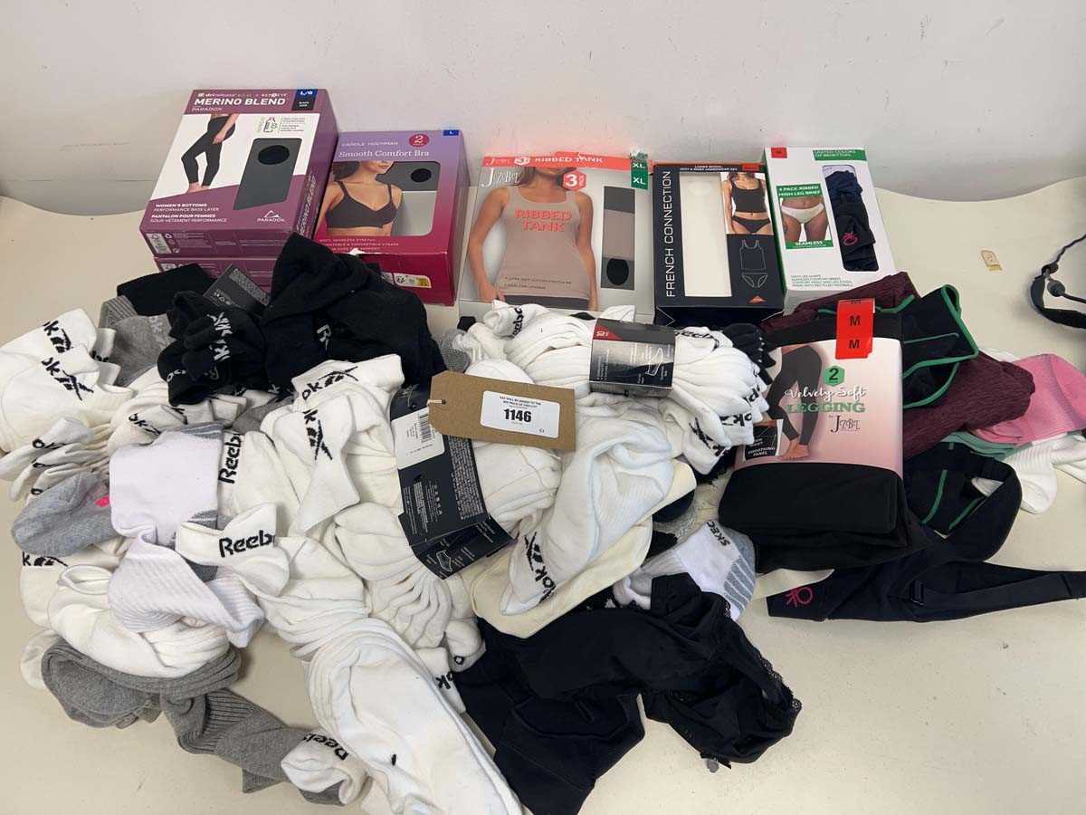 Lot 1146 - Bag containing women's underwear, socks, bras,...
