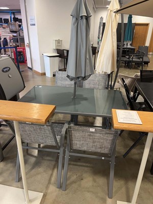 Lot 4180 - Grey metal framed garden furniture set...