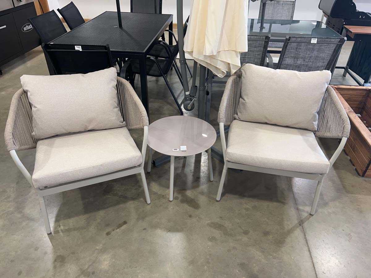 Lot 4181 - Garden furniture set in off white comprising...