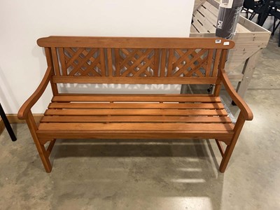 Lot 4187 - Teak finish two-seater garden bench