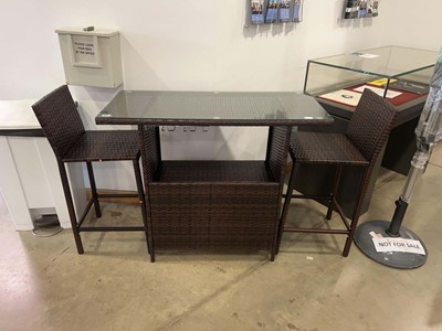 Lot 4190 - Brown rattan two-seater outdoor breakfast bar...