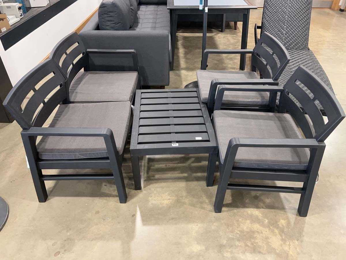 Lot 4191 - Garden furniture set comprising grey plastic...