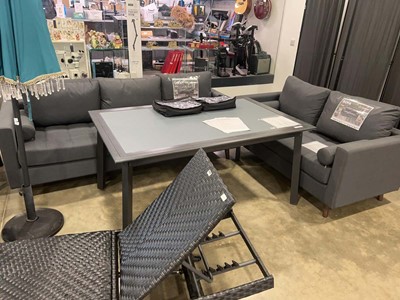 Lot 4193 - Outdoor dining suite in grey comprising a...