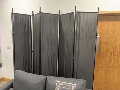 Lot 4194 - 6 Panel grey fabric folding privacy screen