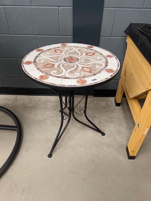 Lot 4209 - Circular bistro table on metal supports with...