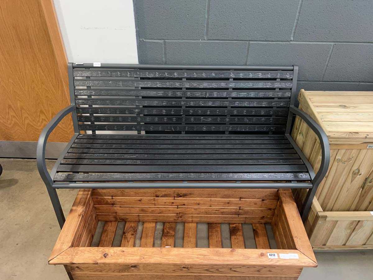 Lot 4211 - Grey metal framed two-seater garden bench