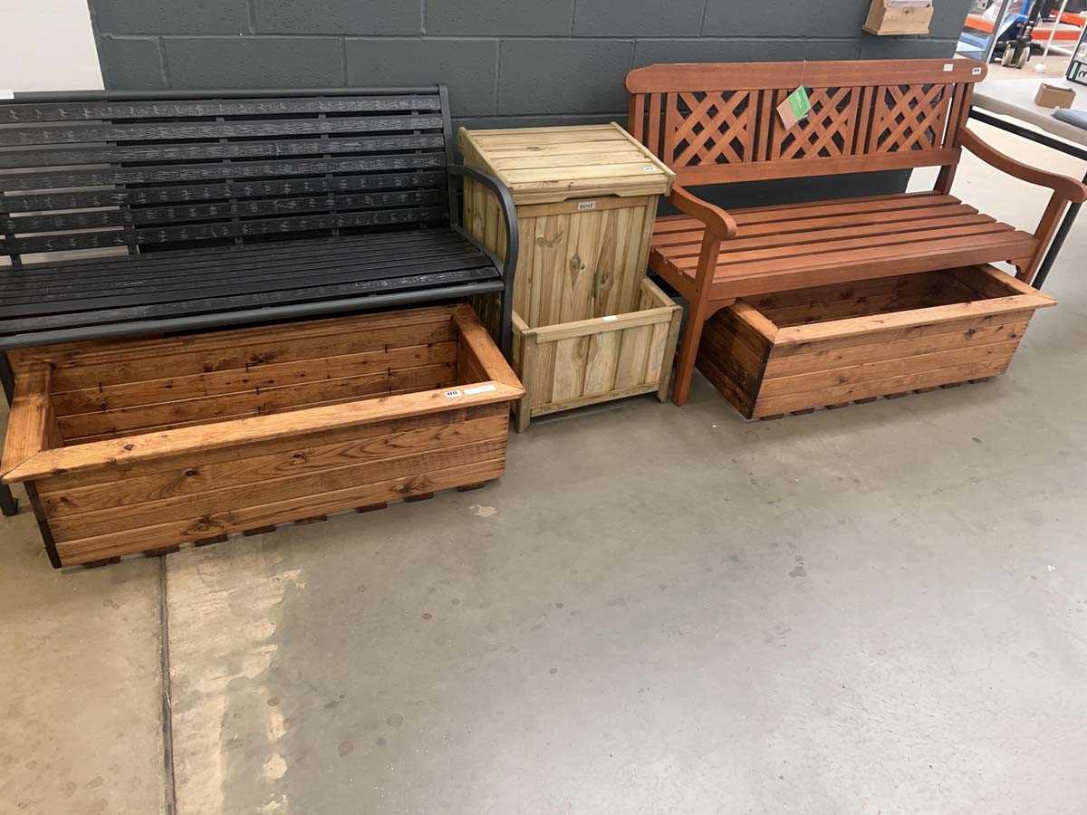 Lot 4212 - Pair of low wooden planters