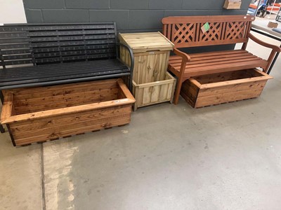 Lot 4212 - Pair of low wooden planters